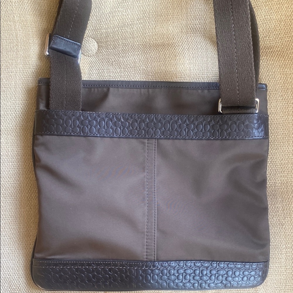 Coach Brown Messenger Bag with Woven Trim - Picture 12 of 12